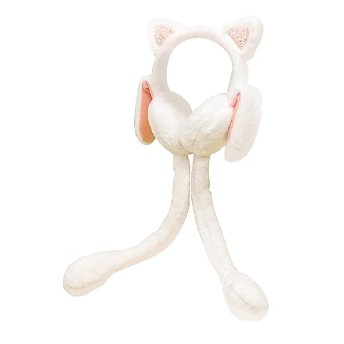 Veemoon Rabbit Fleece Headphones Furry Outdoor Bunny Warmers Earphones Winter Ear Warmer Earmuff Ear Muff Winter Ear Ear Warmer Plush White
