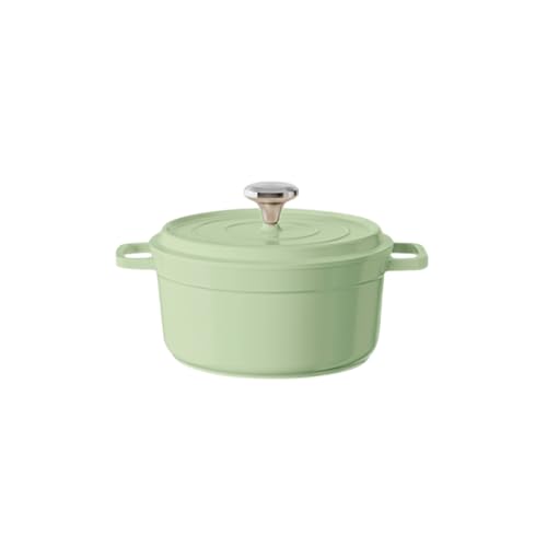鍋 深型卓上鍋 スープを作る カレー鍋 ガス火対応 蓋付き 焦げ付きにくい お手入れ簡単 鍋料理 すき焼き鍋 煮物 、 割れない土鍋 取っ手付 (20cm,グリーン)