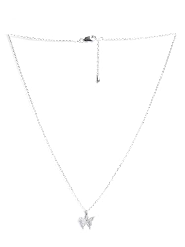 Image of Clara 925 Silver Fia Butterfly Pendant Earrings Chain Bracelet Anklet Ring | Gift for Women & Girls | Platinum Plated | Jewellery Set