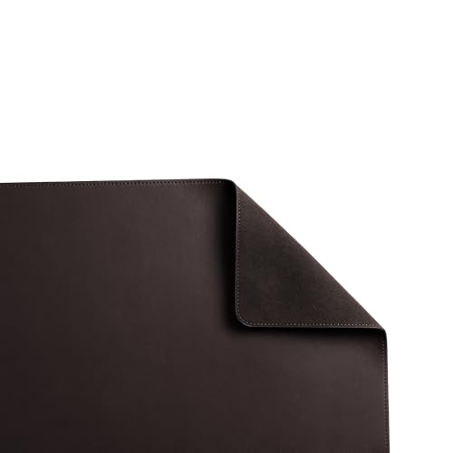 Image of DailyObjects Reversible Desk Matte Sand Premium Vegan Leather Desk Mat|Anti-Skid|Anti-Slip|85 * 45cm|Spread Turf Desk /Laptop Mat for Work from Home /Gaming- Extended Mouse pad and Keyboard Desk-Brown