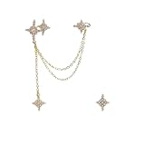 JOINPAYA Pendientes Asimétricos Colgantes de Estrella Dorados Borlas S925 Plata Hipoalergénicos Pendientes Largos para Mujer Joyería Elegante para Fiestas y Ocasiones Obsequios