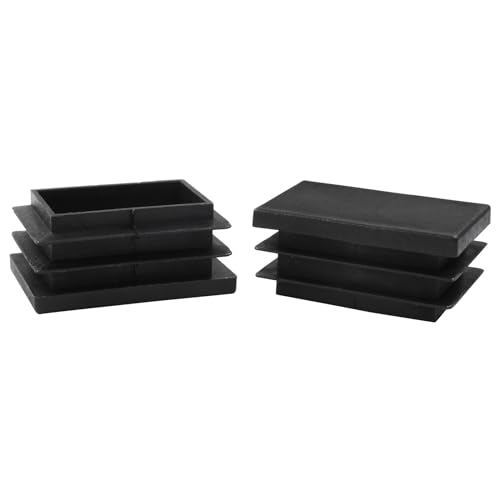 Image of Hitefu 12PCS 1.5 x 1 Inch Rectangle End Caps, Black Rectangle Plastic Plugs Tubing End Caps Furniture Foot Table Chair Legs Tube Inserts Threaded End Blanking Caps Protector