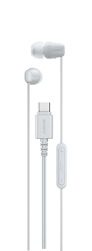 Sony IER-EX15C USB-C Plug, Wired in-Ear Headphones for iPhone and Android Phones, with Built-in Multi-Function Button, Volume and Mic Control, Supports USB Audio Class 1.0 Devices, White