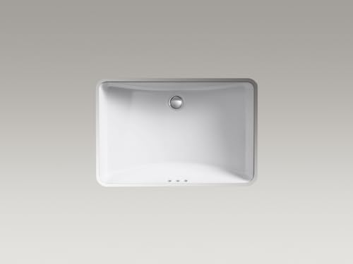 KOHLER Ladena 2215-0 Rechteckiges Unterbau-Waschbecken mit gebogenem Boden, 58,9 cm B x 41,6 cm L, Weiß
