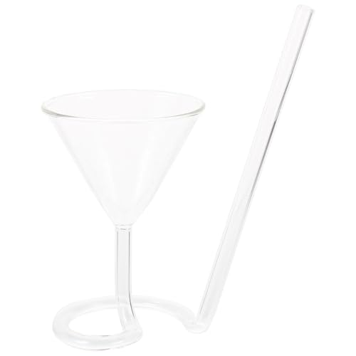 Hemoton Spiral Cocktail Glass Glass Straw Transparent Wine