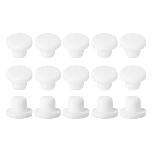 Image of uxcell 15Pcs Silicone Hole Plug, Waterproof Solid T-Shaped Rubber Stoppers Bottle Seal Tube Pipe Plug End Cap for 12mm /0.47 inch Hole for Bathtub Bottle, 0.39 inch Plug Height, White
