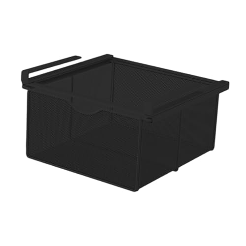 Generic Cajón Extraíble Bajo Mesa Organizador Colgante Deslizante Canasta de Hierro para Clasificar Objetos Adecuado para Dormitorio Cocina Hogar, Negro, Individual