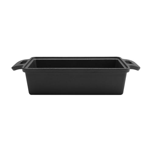 LuobannmHeavy Duty Cast Iron Loaf Pan with Lid, for Baking Bread Pans for Oven Use, Set of 2(Black)