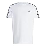 Normale Passform Adidas, Essentials Single Jersey 3-Stripes, T-Shirt, Weiß Schwarz, L, Mann