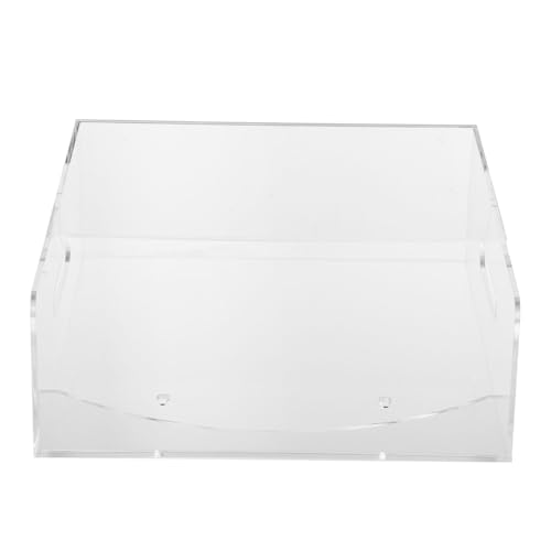 Dispensador de platos de papel – Caja de platos de papel acrílico, recipiente transparente | Soporte de platos de bambú bajo gabinete, dispensador de platos de papel de bambú distribuido