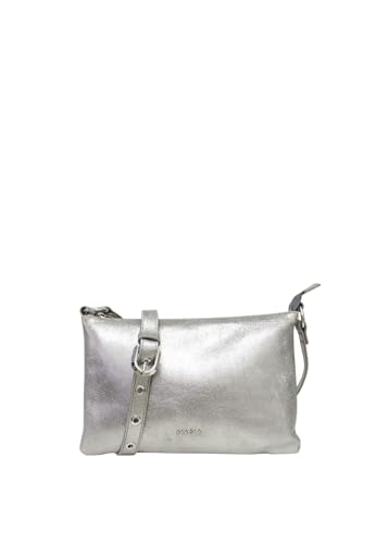 Sac bandoulière en cuir argenté Canna Di F pochette plate