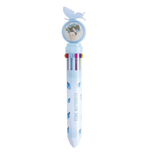 Stylo à bille rétractable multicolore Pretty Girl à motif oiseau bleu
