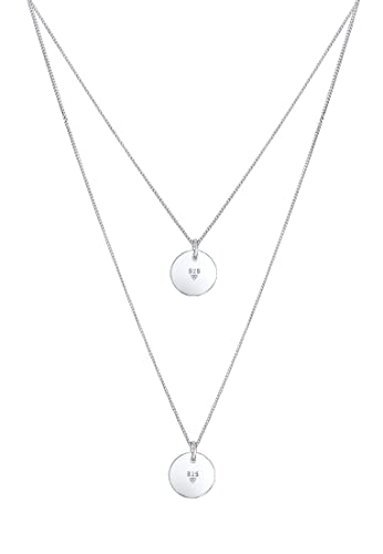 Elli Halskette Damen Plättchen Anhänger 2-lagig 925 Sterling Silbe – Ansicht 4