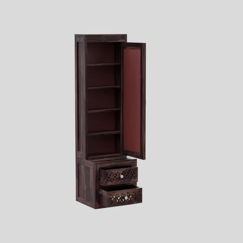 Image of Krishna Wood Decor A Beautiful Solid Sheesham Wood Dressing Table with Mirror and Storage,with Drawer, Makeup Vanity Dressing Table Bedroom Furniture (Walnut Finish)