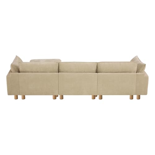 Image of CHITA 127 inch Super Large Sectional Couches for Living Room, Modular Cloud Couch Sectional Sofa, Premium Fabric Couches, Down Filled, High Density Foam, Chenille in Beige, 3 Seater