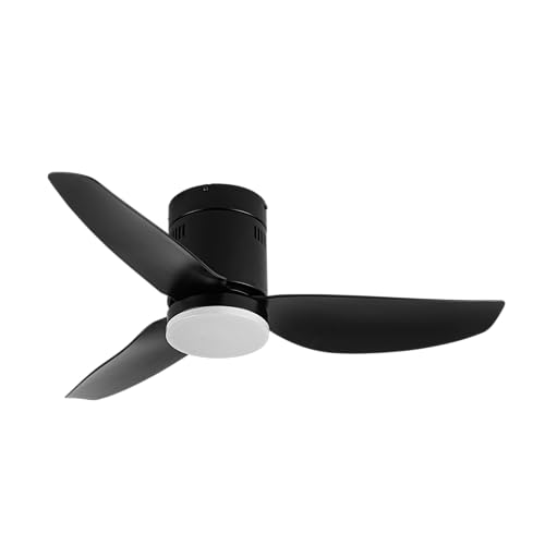 ABRILA - Ventilador DC BORAX | con tres Aspas en Color Negro con Luz | con 6 Velocidades Ajustables | 3 Temperaturas de Luz Seleccionables | Mando a Distancia Incluido