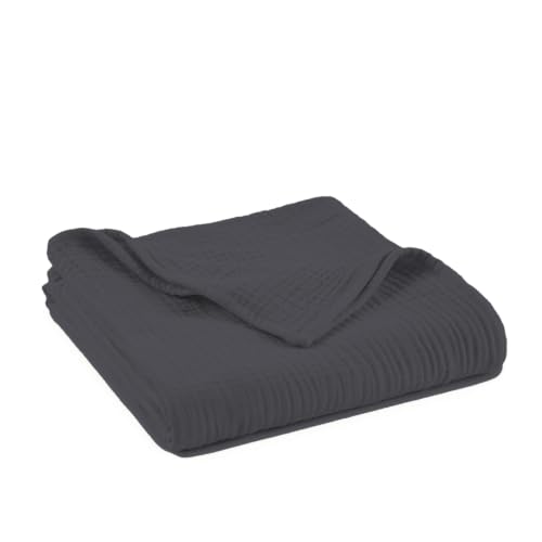 Image of 100% Cotton Organic Muslin Baby Swaddle Blanket GOTS & Fairtrade Certified Organic Cotton - Couch Living Room and Bedroom Decor - 4 Layer Super Soft and Cozy (Graphite, Baby)