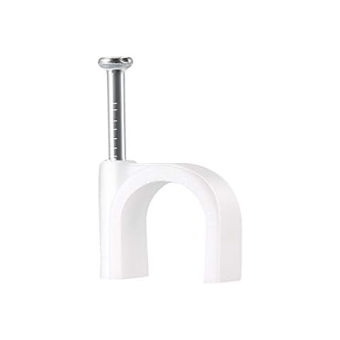 ERKXD Cable Clips White with Steel Nails, 6mm, Durable Wire Clips to Wall, White Round Cable Nail Clips (6mm/100pcs) Cover