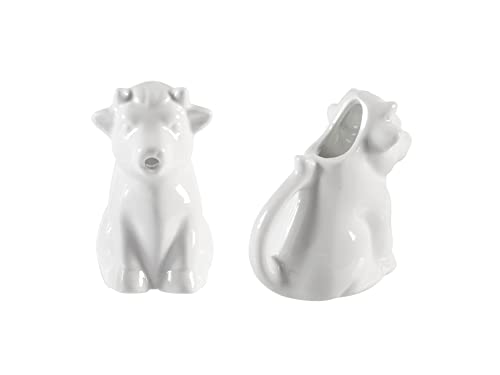 H&H Lattiera a Forma di Mucca – Mini Caraffa da 50 cc in Porcellana Bianca – Design Divertente ed Elegante per Servire Latte, Panna o Salse