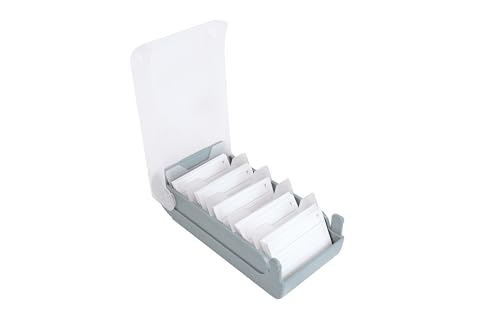 TimeTEX - Karteikasten aus robustem Kunststoff, A8, Halbtransparent mit einschiebbarem Deckel, 5-Fächer-Lernmethode, 20x9x6,5cm, Farbe: grau – Ansicht 3