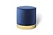 LIFA LIVING Taburete de Terciopelo Suave, Elegante Taburete otomano, Puff cilíndrico con Base de Metal Dorado, para salón y Dormitorio, Azul, 38 x 38 cm