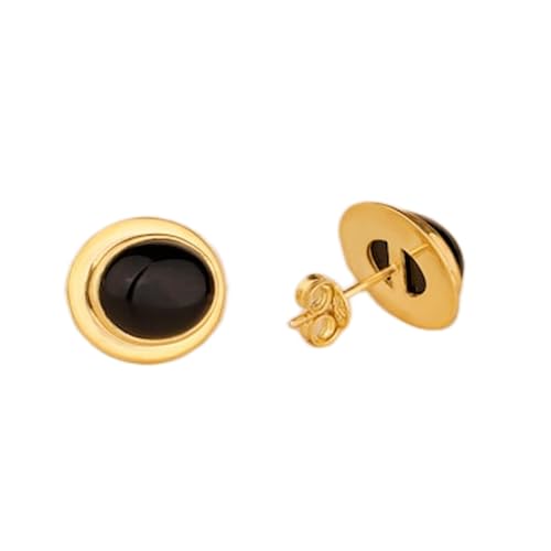 Boucles d'oreilles onyx noir naturel en argent doré, le cadeau parfait pour elle