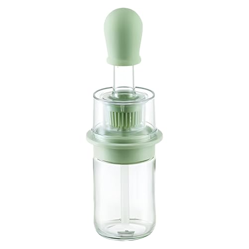 Image of PRIME PICK 2-in-1 Oil Dispenser Bottle With Silicone Brush Dual-Use Design For Pouring & Basting,180Ml Leak-Proof Glass Bottle,Measuring Scale For Cooking,Grilling,Baking,Green