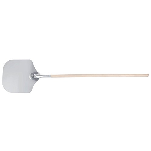 Image of American Metalcraft, inc. 5212 52 inch Aluminum Pizza Peel with 38 inch Wood Handle, 12 inch x 14 inch Medium Blade, Silver