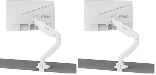 Pixio PS2S White モニターアーム 白 シングル 17-49インチ対応 耐荷重2-18kg クランプ グロメット ホワイト (× 2)