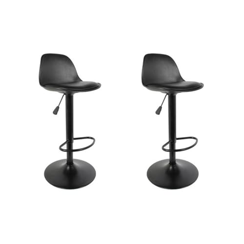 HOME DECO FACTORY - HD6215 Juego de 2 Taburetes Altos de Bar - Asiento Ajustable - Relleno Diseñado para Comodidad - Dimensiones 38 x 41,5 x 104 cm - Color Negro