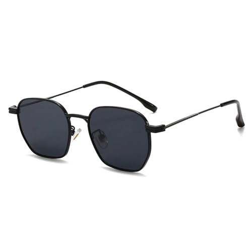 Lunettes de soleil punk femme en métal noir et gris rétro UV400
