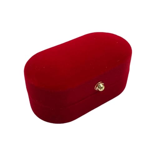 Caixinha Estojo Veludo Vermelho Porta Anel Alianca Namoro Noivado Presente Coracao Rosa Quadrada Oval (SSPJ4)