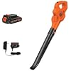 منفاخ أوراق لاسلكي Black+decker مع بطارية وشاحن 20 فولت كحد أقصى، منفاخ أوراق كهربائي بسرعة هواء 130 ميلاً في الساعة، تصميم خفيف الوزن (lsw221)