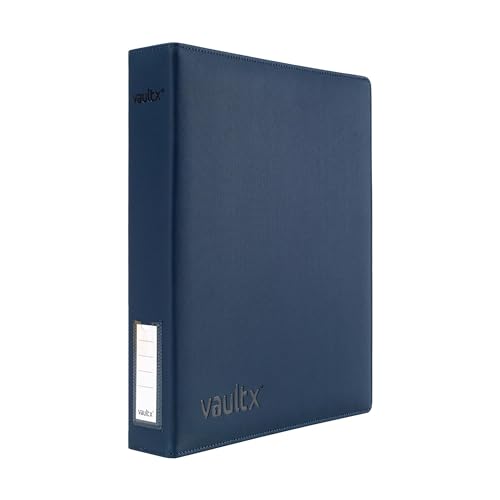 Vault X Trading Card 3 Ring Binder, fits 9 Pocket Pages, 540 Cards, Exo-Tec Material, Easy Open, D-Ring Clip Folder for Collectible Card Games, Sports, TCG (Blue, Slim)