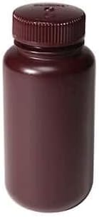Cole-Parmer Economy Amber Wide-Mouth Plastic Bottle, HDPE, 500mL (16oz):12/PK