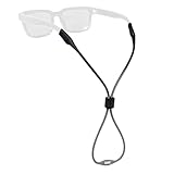Chums Slim Retainer - Adjustable Eyewear Keeper - Thin Silicone Safety Eyewear Retainer for Women & Men (Black/Smoke)