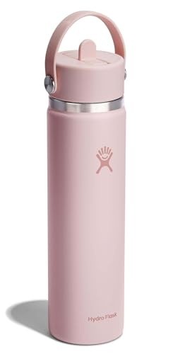 Image of Hydro Flask Water Bottle - Insulated Stainless Steel - Wide Straw Lid, Non Spill, Leakproof in 24 Oz Trillium Pink
