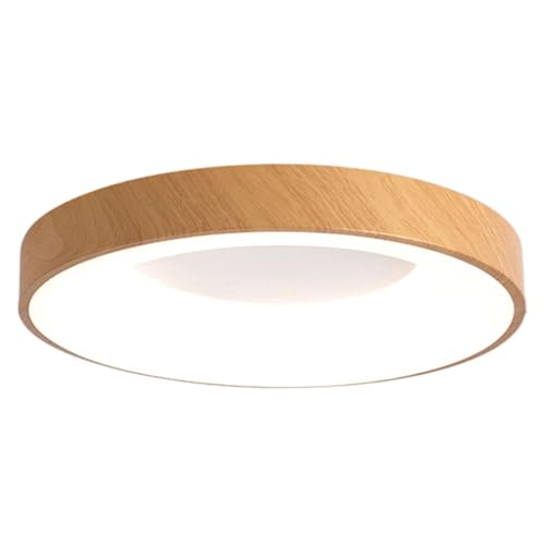 JXYDJH Round Close to Ceiling Lighting Modern LED Fixtures Minimalist 3500K Flush Mount Faux Wood Grain Ceiling Lights Beige Wood Grain Design Dimmable Ceiling Lamp for Bedroom, Hallway, Dining Room