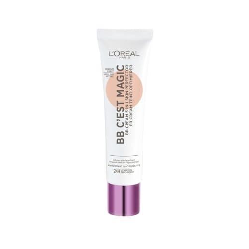 L'Oréal Paris Magic BB Cream with SPF 20, 5-in-1 Skin Tint with Vitamin B5 and Vitamin E, Lightweight Hydrating Formula Adapts to Skin Tone for a Natural Glowy Finish, 30 ml, Shade: 03 Medium Light