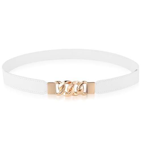 Women Elastic Skinny Belt, Stretchy Thin Belt Invisible Stretch Belts with Gold Buckle Ladies Waist Belt Dress Belt