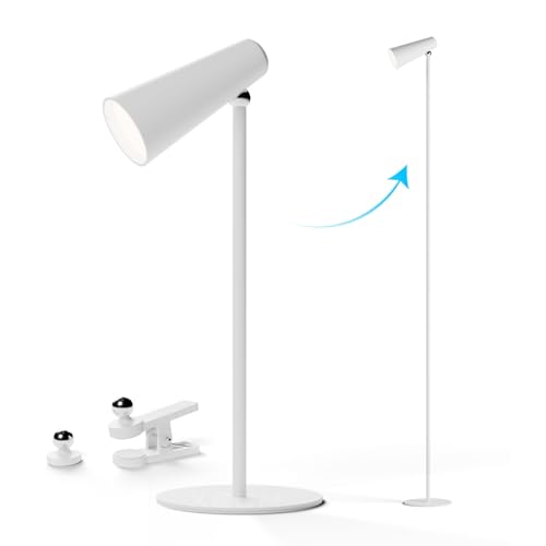 Image of Xech LED Table Lamp for Study with Multiple Attachments 5-in-1 Rechargeable Desk & Floor Lamp Adjustable Brightness,USB-C Powerful Neodymium Magnets Reading Light for Students (Magneto II XL) (White)