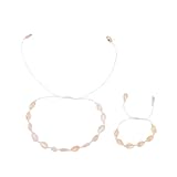 UKCOCO Pulsera de Conchas Natural Blanca Hecha Mano Juego de Collar y Pulsera Bohemio para Mujer Accesorios Elegantes para Playa y Uso Diario