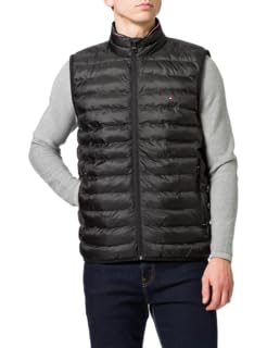 Tommy Hilfiger Men's Core Packable Circular Gilet, Black, M