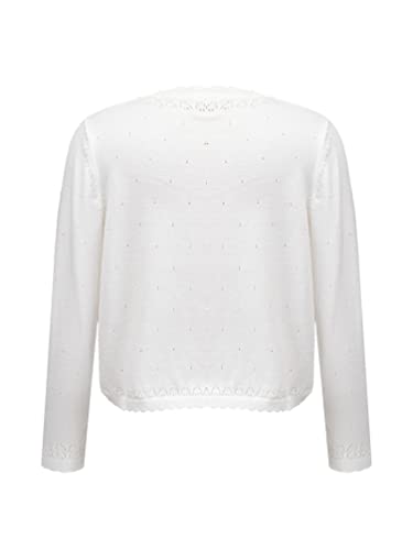 Sywiyi Kids Girls Cute Applique Lace Hollow Cardigan Long Sleeve Wave Bolero Outerwear for Formal Dress2