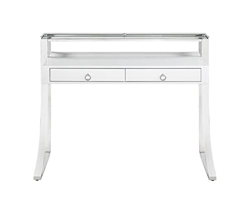Coaster Home Furnishings Gemma 2-Drawer Writing Desk Glossy White And Chrome #TOP2