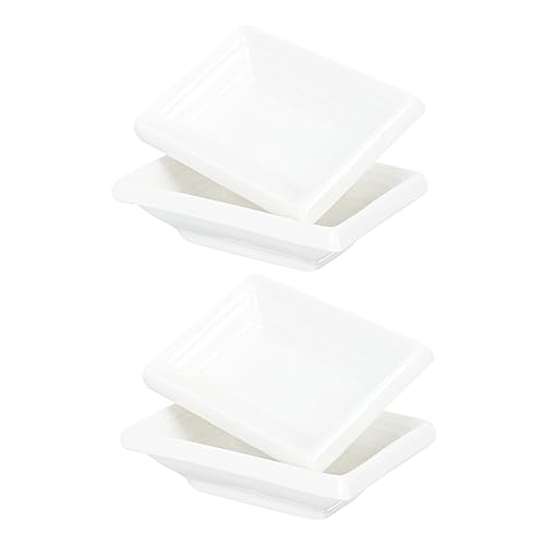 FUNOMOCYA 4pcs Japanese Dish White Tray Soy Sauce Dish Porcelain Dipping Bowls Sauce Dipping Decorative Serving Tray Nut Tray Kimchi Containers Porcelain Snack Dish Sauce Bowl Ceramics