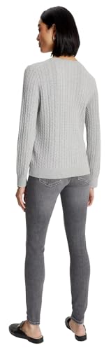 Tommy Hilfiger Suéter feminino feminino de gola redonda, (outono/inverno 2024) cinza fumê mesclado,