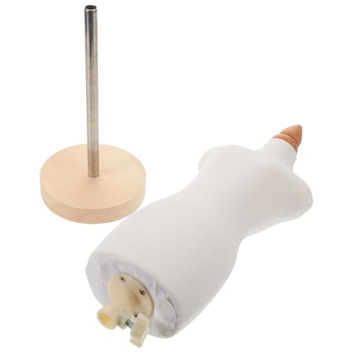 GARVALON Maniquí Ajustable para Coser Mini 1/3 Tamaño con Base de Madera de Pino, Expositor de Modelos de Muñecas para Diseño y Exhibición de Vestidos Femeninos, Accesorios para Casas