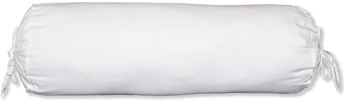 SAFFRON HANDICRAFTS 2 Pcs Cervical Neck Roll Pillow Cover with Drawstring Closures Round Neck Roll Pillow Case Cotton Bolster Pillowcases for Cylindrical Cushion (White, 6 x18 inch (15 x45.5 cm))