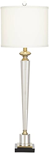 Vienna Full Spectrum 87-2104-518HEX Lana Modern Table Lamp 38 1/2 Inch Tall Clear Crystal Glass Hexagonal Column White Drum Shade Decor thumb #7